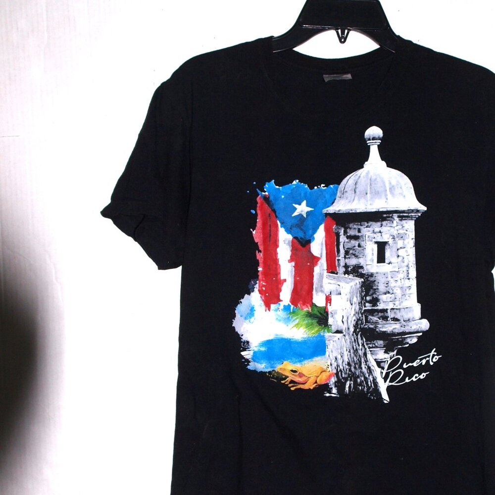 Caribbean Tropic Black Unisex Short Sleeve Cotton T-Shirt Size M